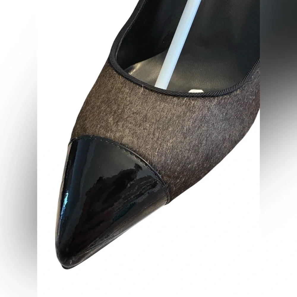 Giuseppe Zanotti Black Patent Leather with Brown Calf Hair Heels - Picture 4 of 10